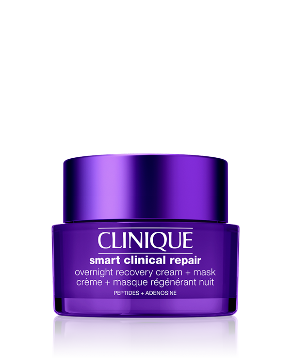 Smart Clinical Repair™ Overnight Recovery Cream + Mask, 全新Clinique激光活膚緊緻全效修護晚霜是一款用於夜間的保濕面霜，有助於在夜間顯著減少皮膚敏感性，同時隨著時間修復面部細紋和皺紋。