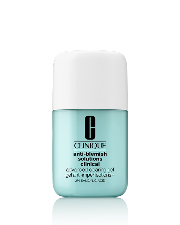 Anti-Blemish Solutions Clinical™ Advanced Clearing Gel, Powerful topical blemish treatment with 2% salicylic acid helps visibly clear breakouts and prevent new ones by targeting pore-clogging oil and dead skin cells.