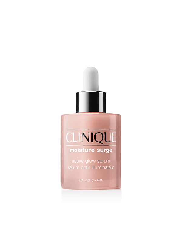Moisture Surge™ Active Glow Serum, A first-ever serum from our most-loved Moisture Surge collection. Formulated with powerful actives, it exfoliates, hydrates, and brightens to give skin an instant and continuous glow. Clinically proven.